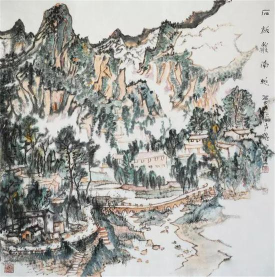 《石板岩南眺》68×68cm