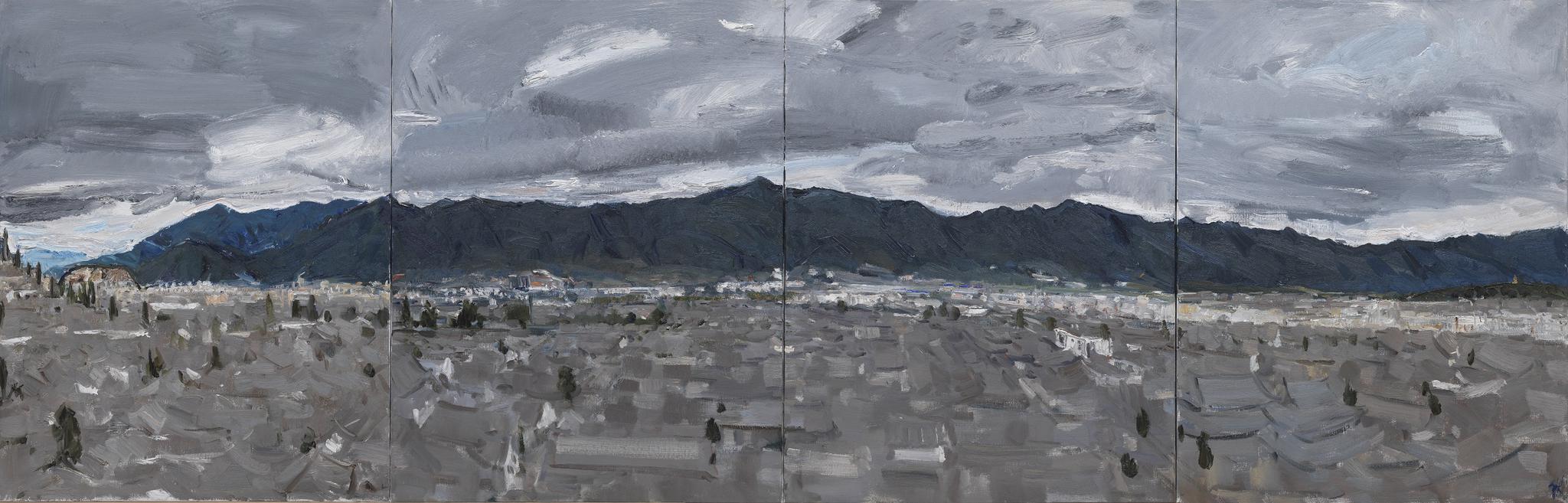 《丽江古城》90x280cm 布面油画 2020 石煜