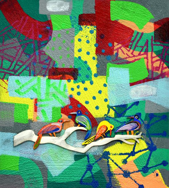 鸟鸣,27×24cm 来自DavidGerstein