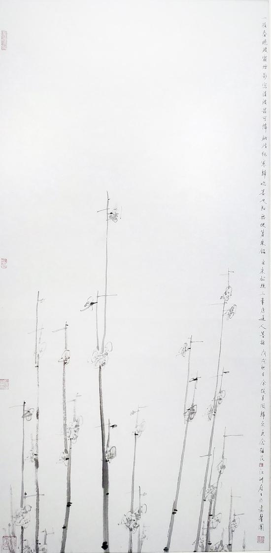 《戊戌画梅之一》 陈履生 国画 139cm×69cm