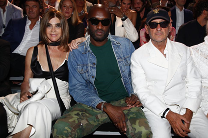 左起Carine Roitfeld，法国版《Vogue》前主编、CR Studio创始人；Virgil Abloh，Off-White创始人、Louis Vuitton 男装创意总监；Andrea Panconesi，LVR CEO