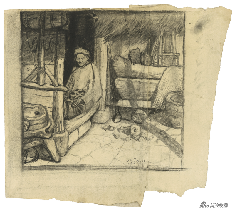 《岁月系列手稿》，纸本素描，22 × 25 cm，1980