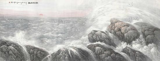 宋明远 红日出海 2011年 495.7x189.3cm