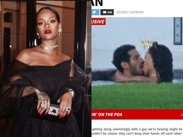 Rihanna与男友Hassan Jameel在泳池