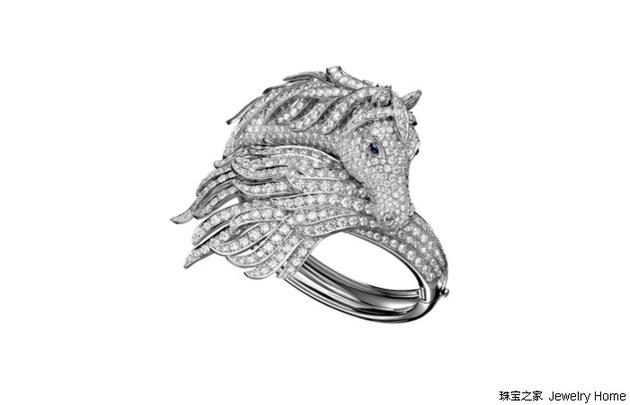 Boucheron宝诗龙动物系列PEGASE手镯，白金，钻石，蓝宝石