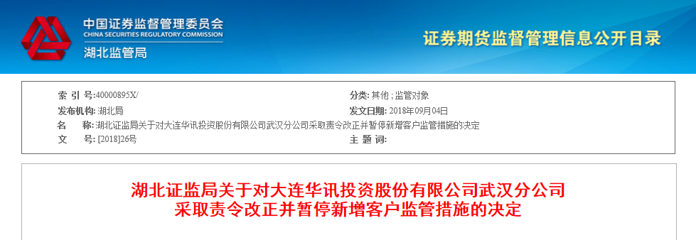 大连华讯内部控制不完善等行为 被暂停新增客