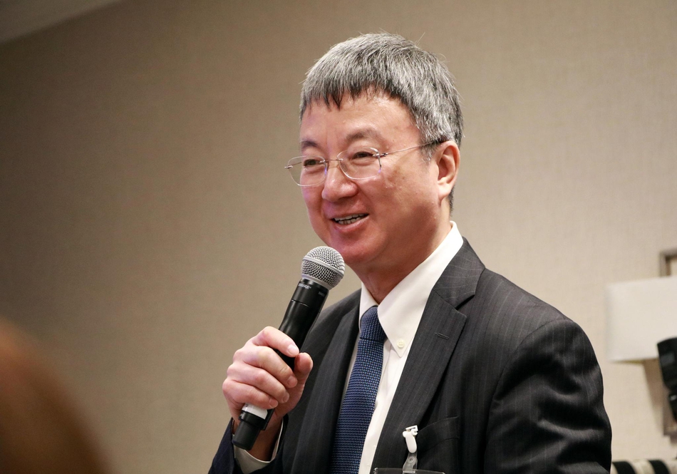 图为IMF原副总裁、清华大学国家金融研究院院长朱民，此外，朱民还担任了本次中美企业家峰会秘书长。（王姗姗/摄）