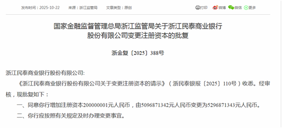 资本充足率持续承压，民泰银行年内二次增资，国资成中小银行增持主力