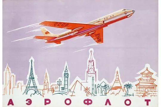 图-104民航宣传画,前苏联,1959年