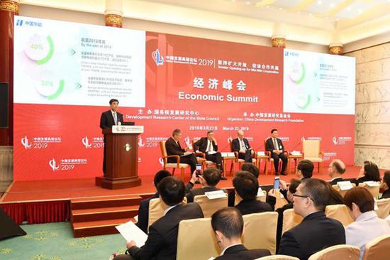 中国华能集团有限公司党组书记、董事长舒印彪在中国发展高层论坛2019年会上发言。（中国华能供图）