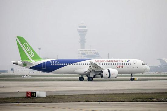 中国商用飞机有限责任公司C919大型客机 图片来源:Qilai Shen/Bloomberg
