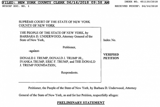6月14日纽约州司法部部长起诉书截图