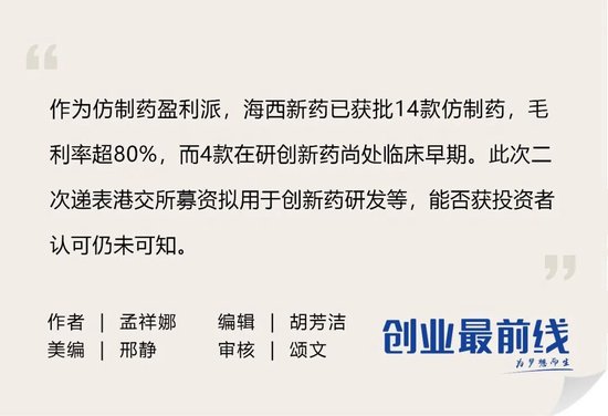 海西新药递表港股：36名销售撑起4.66亿营收，毛利率超80%逼近恒瑞，靠仿制药年赚1.4亿，关联资金交易引关注