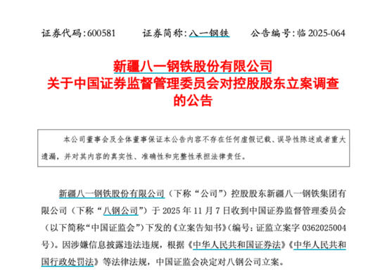 600581,被证监会立案