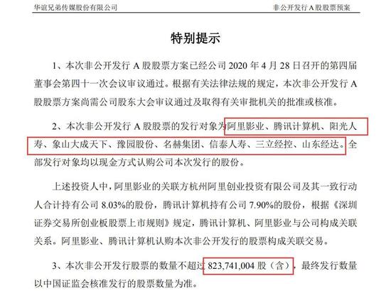  图片来源：华谊兄弟公告截图