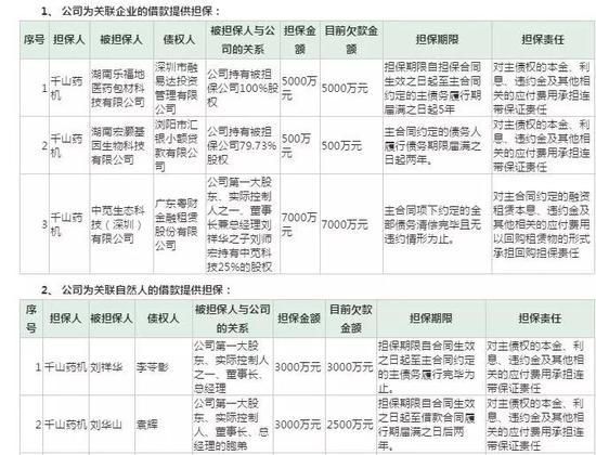 （图41：担保情况，单位：万元， 来源：千山药机公告）