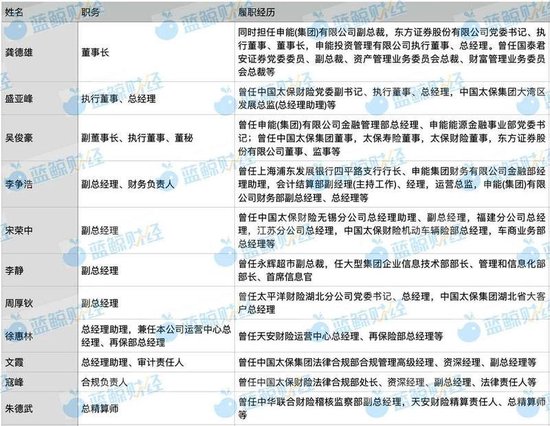 (申能财险高级管理层;制图:蓝鲸新闻)