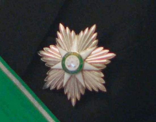 △在绿色绶带的映衬下，“王冠勋章”熠熠生辉。