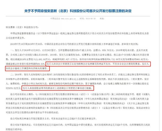 恒安嘉新成注册制下被否第一股内幕:监管早已达共识