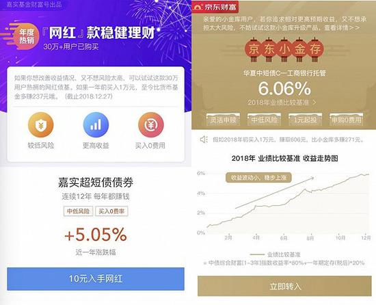 蚂蚁财富和京东金融在焦点位置推短债产品