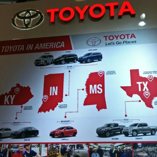丰田8款汽车的生产分别来自肯塔基州、密西西比州、印第安纳州以及德克萨斯州