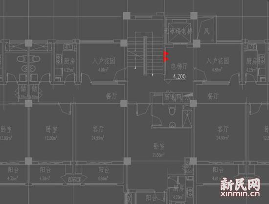 图说:何女士提供的设计图上显示,原本的卧室被改名为“入户花园”。