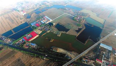 4月20日，天津市静海区佟家庄村附近的污水渗坑。天津静海区渗坑污染由企业污水排放造成，将于7月底前根治。据新华社