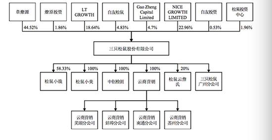 三只松鼠股权结构图。