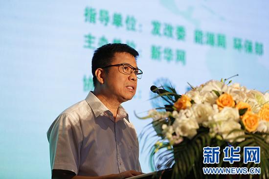 图为国家能源局总经济师郭智在活动现场致辞