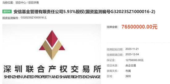 安信基金股权，被挂牌转让
