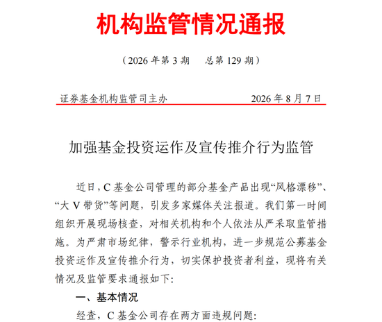 “风格漂移”“大V”违规带货,被处罚的C家基金公司会是谁?