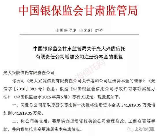 监管局批复显示: