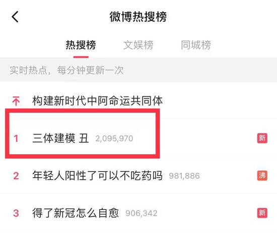 图/微博关于#三体建模 丑#的热搜
来源/微博 燃次元截图