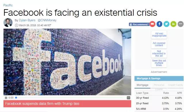 ▲CNN报道截图：Facebook正面临生存危机