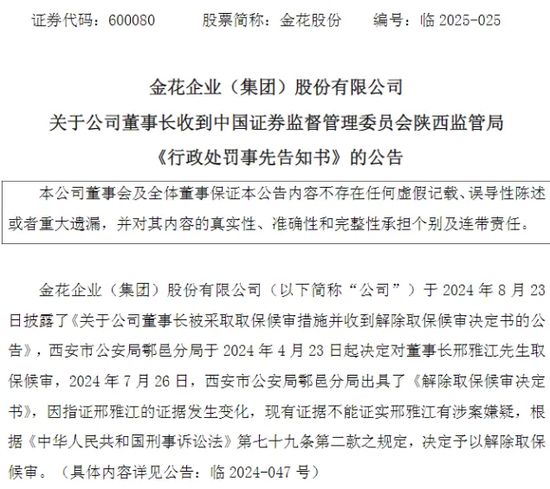 金花股份董事长刑雅江再遭证监会立案！