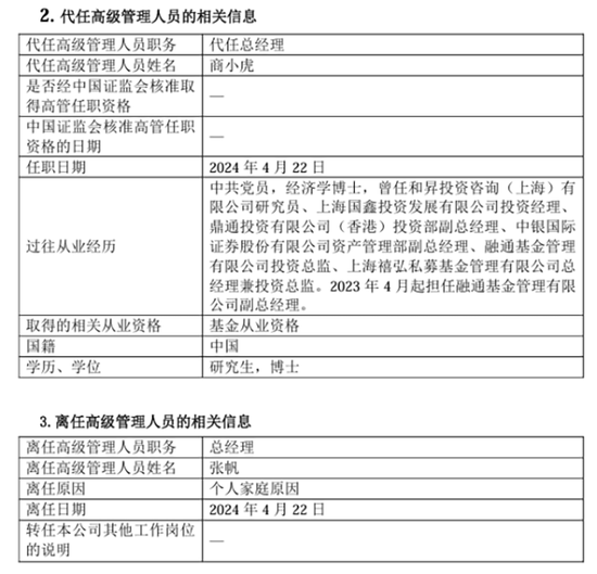 千亿基金 总经理换人