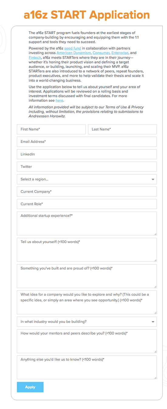 a16z START Application