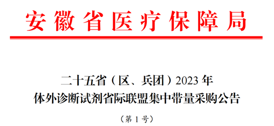 (安徽集采,包括HPV试剂和多个化学发光试剂)