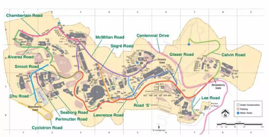 劳伦斯伯克利国家实验室的地图,有多条街道以诺奖得主名字命名 图据《华尔街日报》