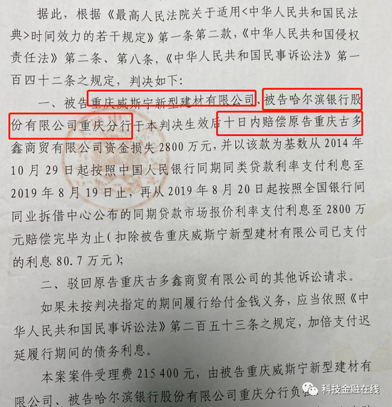 哈尔滨银行和客户共同骗取民企2800万 法院判赔偿损失(图5)