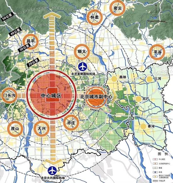 (城市副中心位置与区位分析图。来源:北京市规划与自然资源委员会)