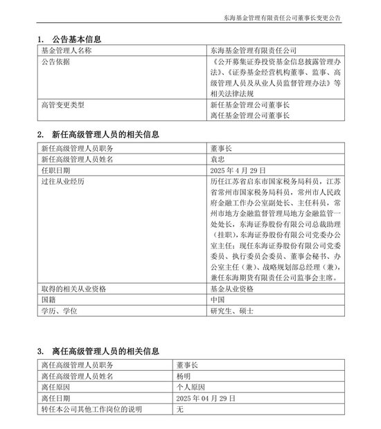 华富基金、江信基金、东海基金集体变更董事长