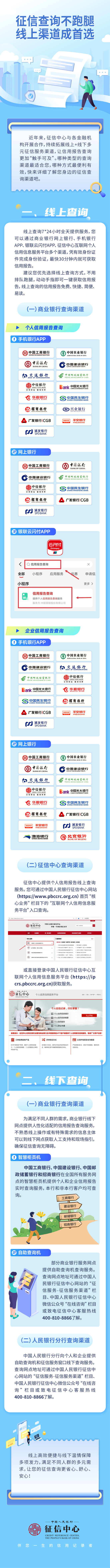 中国人民银行征信中心：征信查询不跑腿 线上渠道成首选