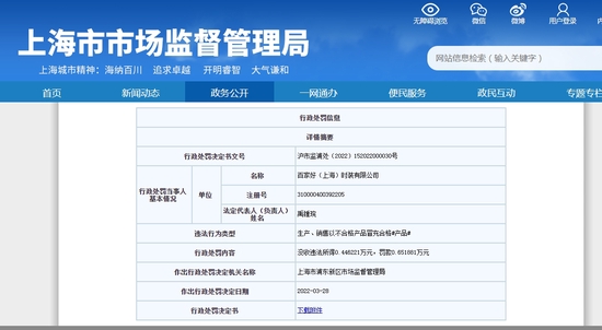 来源：上海市市场监管局网站截图