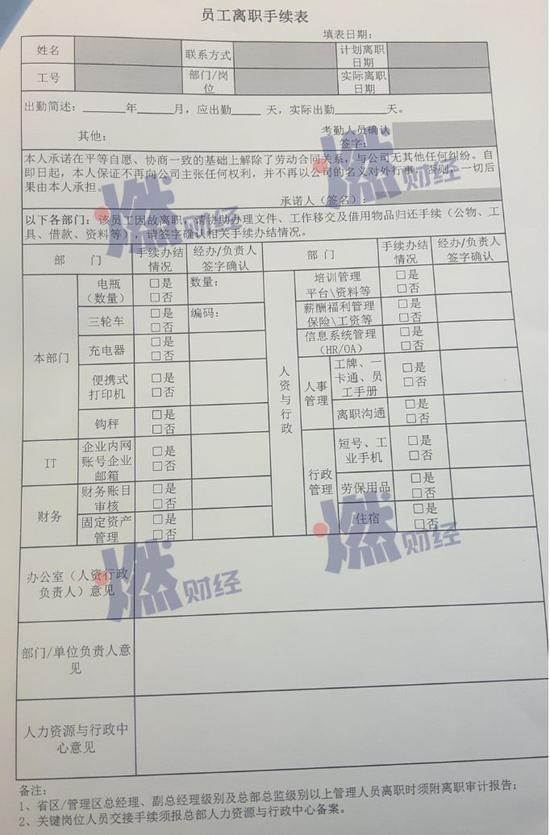 B网员工提供的离职表,想去A网就得签
