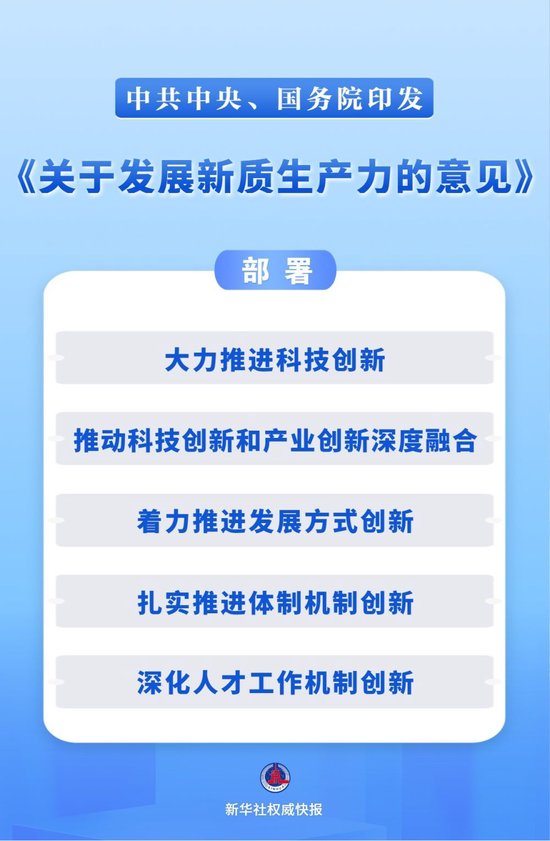 中共中央、国务院印发《关于发展新质生产力的意见》