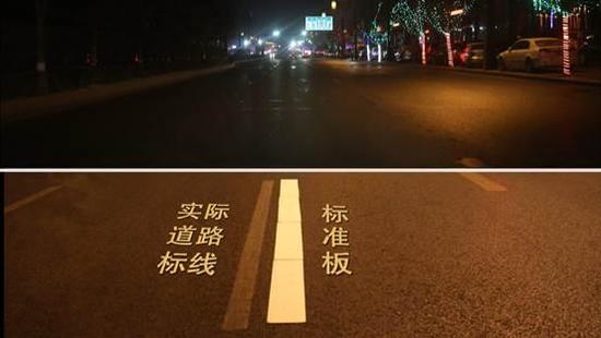  山西省大同市的魏都大道与北都街交叉路口，道路标线与标准板的实际对比。