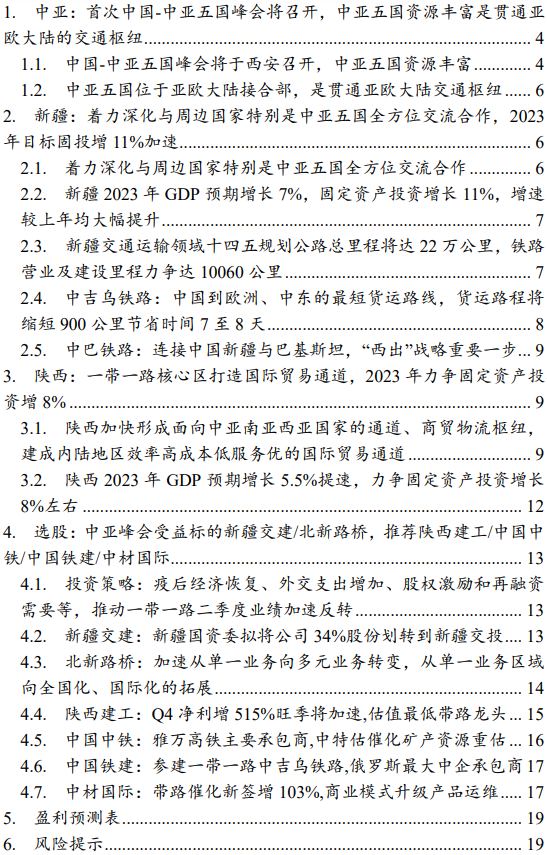 中亚峰会加速新疆主题，一带一路枢纽地带基建将提速_一带一路中亚新疆系列2_国君建筑韩其成/郭浩然/陈剑鑫