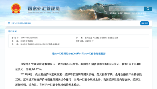 4月外储规模环比上升1.27%,央行连续六个月增持黄金