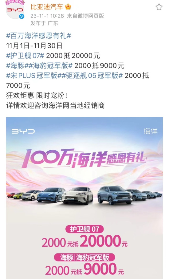 汽车价格战再起!比亚迪领头,零跑、长城参战